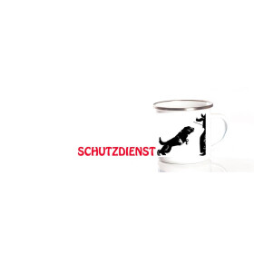 Emaille-Tasse 0,3l mit Hundesportmotiv, zweifarbig