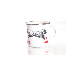 Emaille-Tasse 0,3l mit Hundesportmotiv, zweifarbig