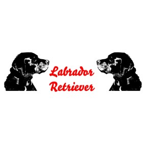 Emaille-Tasse 0,3l mit Hunderasse, zweifarbig, rot-weiß Labrador