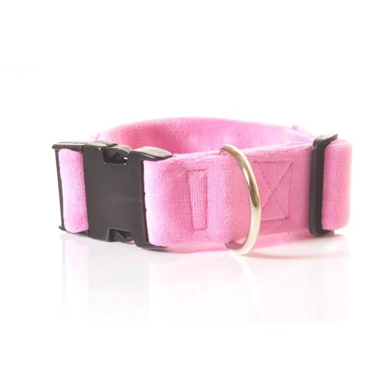 Halsband, 4cm rosa, Gurtband bezogen mit Nicki-Stoff