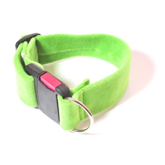 Halsband, Gurtband bezogen mit Nicki-Stoff 4cm grasgrün