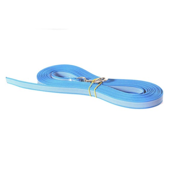 Leine, gummiert, 20mm breit,  ohne Handschlaufe Farbe: azurblau Länge: 1m