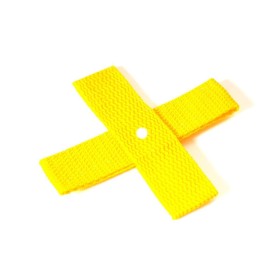 Kreuz, Target aus Gurtband ca. 10x10 cm, 25mm breit gelb