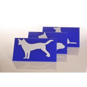 Schilderset, mit Symbolen für Sitz, Platz und Steh, blau, Acrylglas