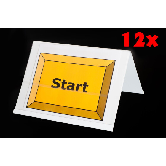 12 x Doppel-Schilderhalter für A4-Querformat-Schilder, beidseitig nutzbar mit 2 Gummies