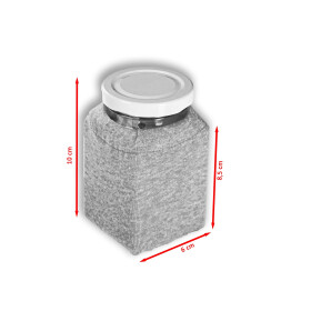 Eckiges Glas mit Softshell-Überzug und Baumwolltuch