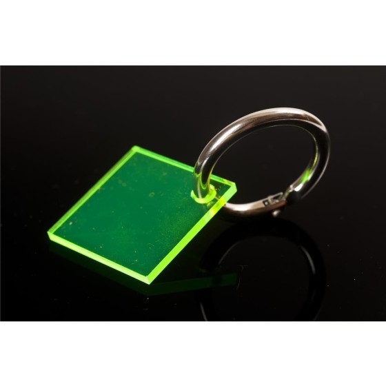 Target, mini, quadratisch mit Karabiner neon-grün Karabiner rund-silbern