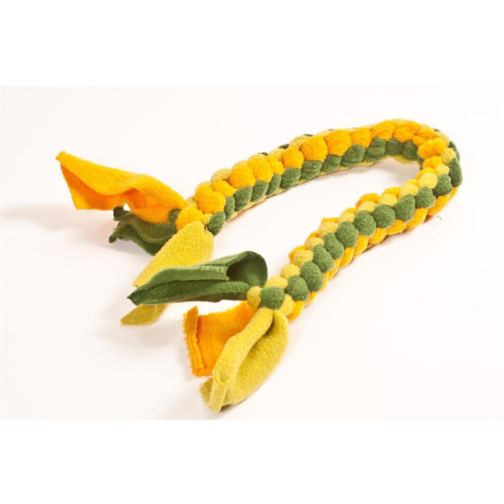 Fleece-Spieli, Zergel aus Fleece, rund geflochten Farbe:gelb-orange-grün Größe: M